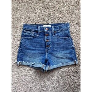 Madewell High-Rise Button-Fly Denim Shorts in Burke Wash Size 25